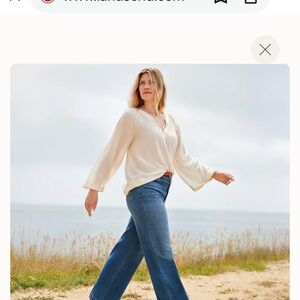 Lands' End Women's High Rise, Wide Leg Jeans in Indigo Tide Blue